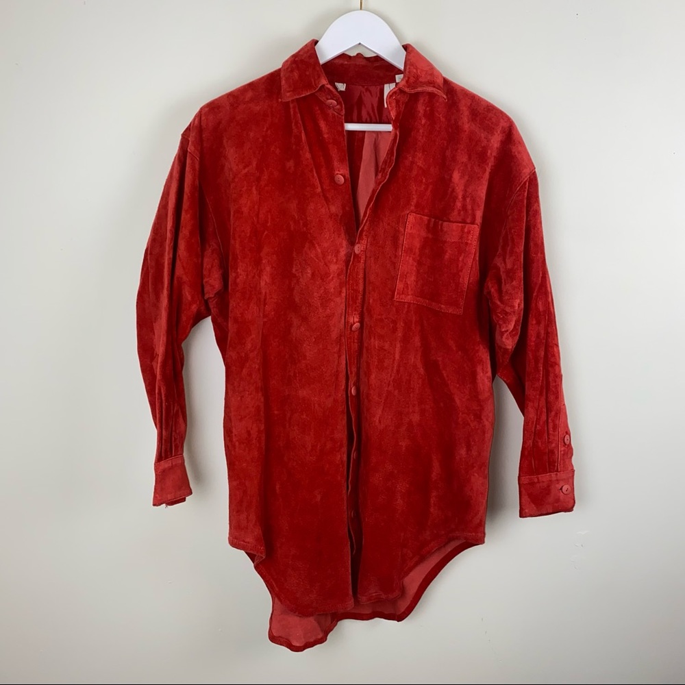 Vintage Suede Leather Shirt Jacket